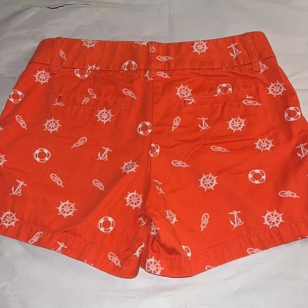 J. Crew 100% Cotton Chino Broken-In Nautical Print coral shorts women’s Sz‎ 6